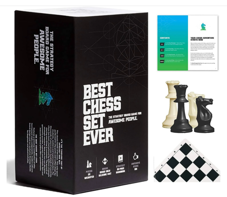 Chess Geeks: The Best Chess Set Ever - Triple Weighted Pieces with Green Board