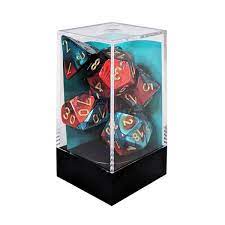 Chessex: Polyhedral 7-Die Set - Gemini (Red Teal w/Gold)