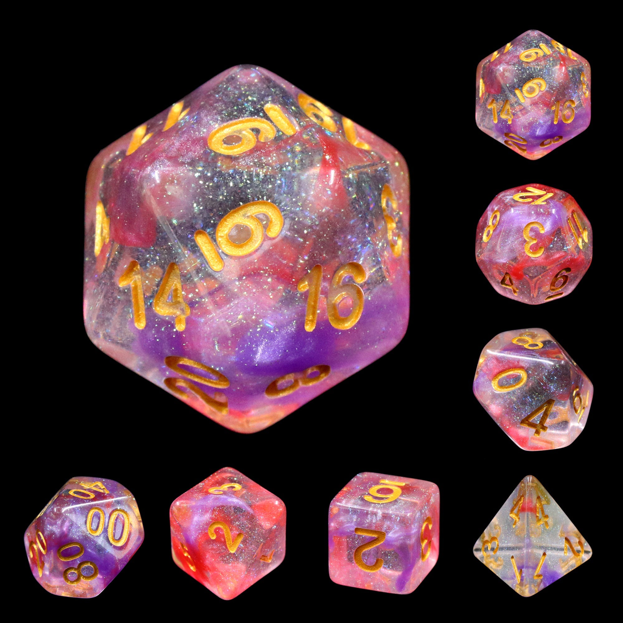 A&H Dice: Luminous Ruby - Poly 7 Die Set