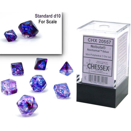 Chessex:  7ct Mini Die Set - Nebula Nocturnal/Blue
