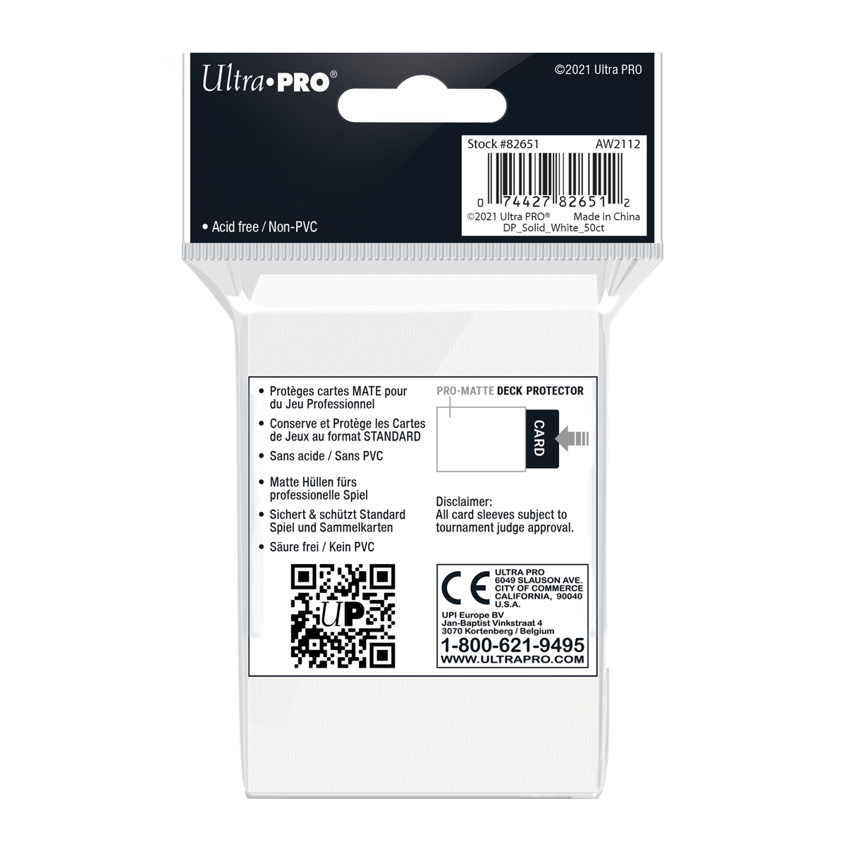 Ultra PRO: Standard 50ct Sleeves - PRO-Matte (White) - Image 2
