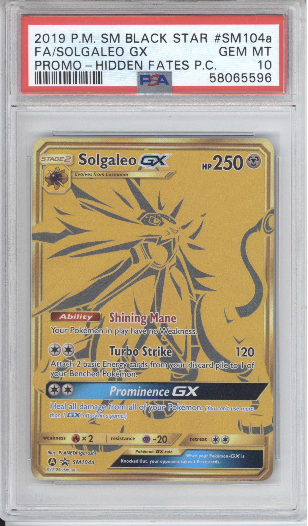 Solgaleo Hidden Fates Black Star Promo PSA 10