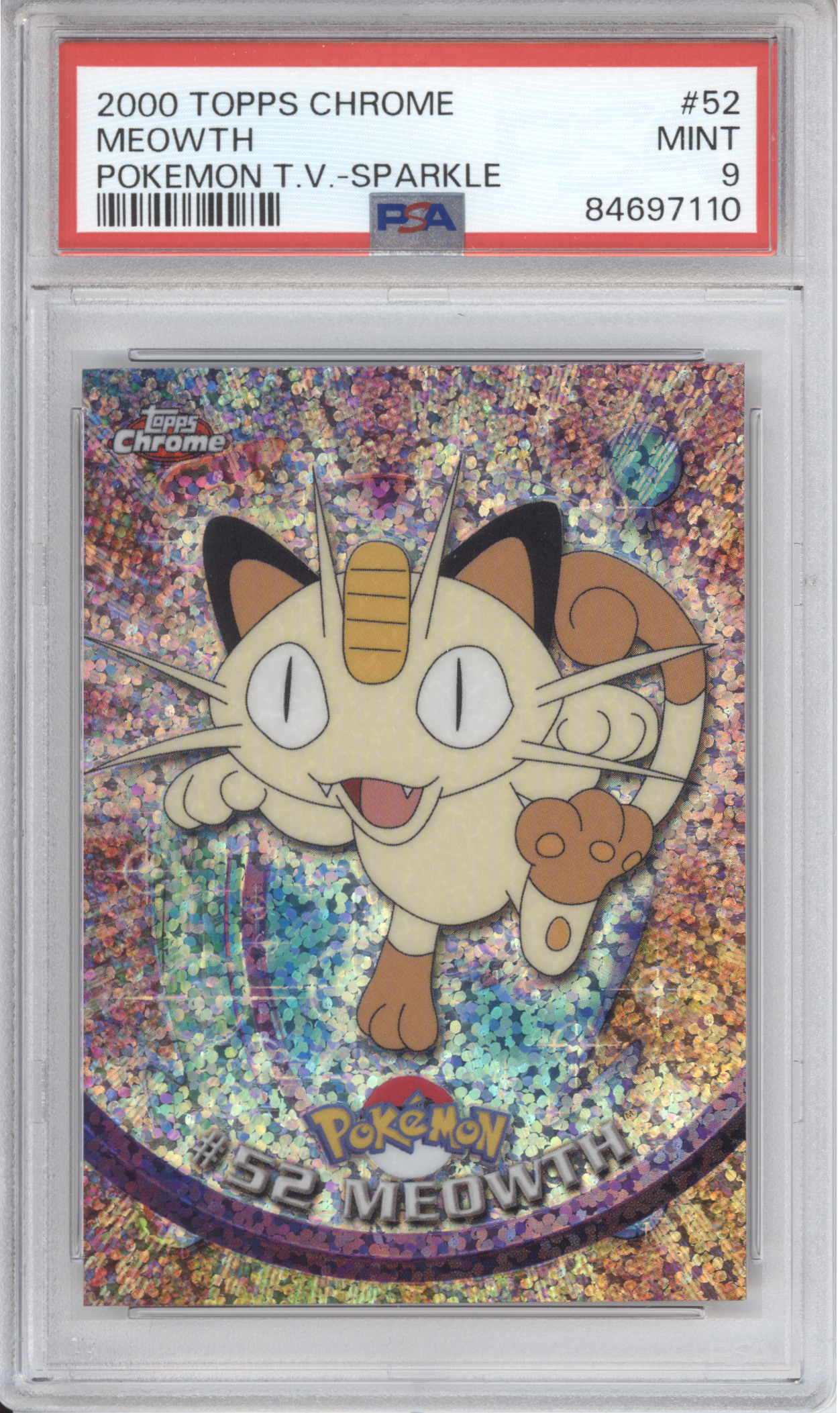 Meowth Topps Chrome Sparkle PSA 9