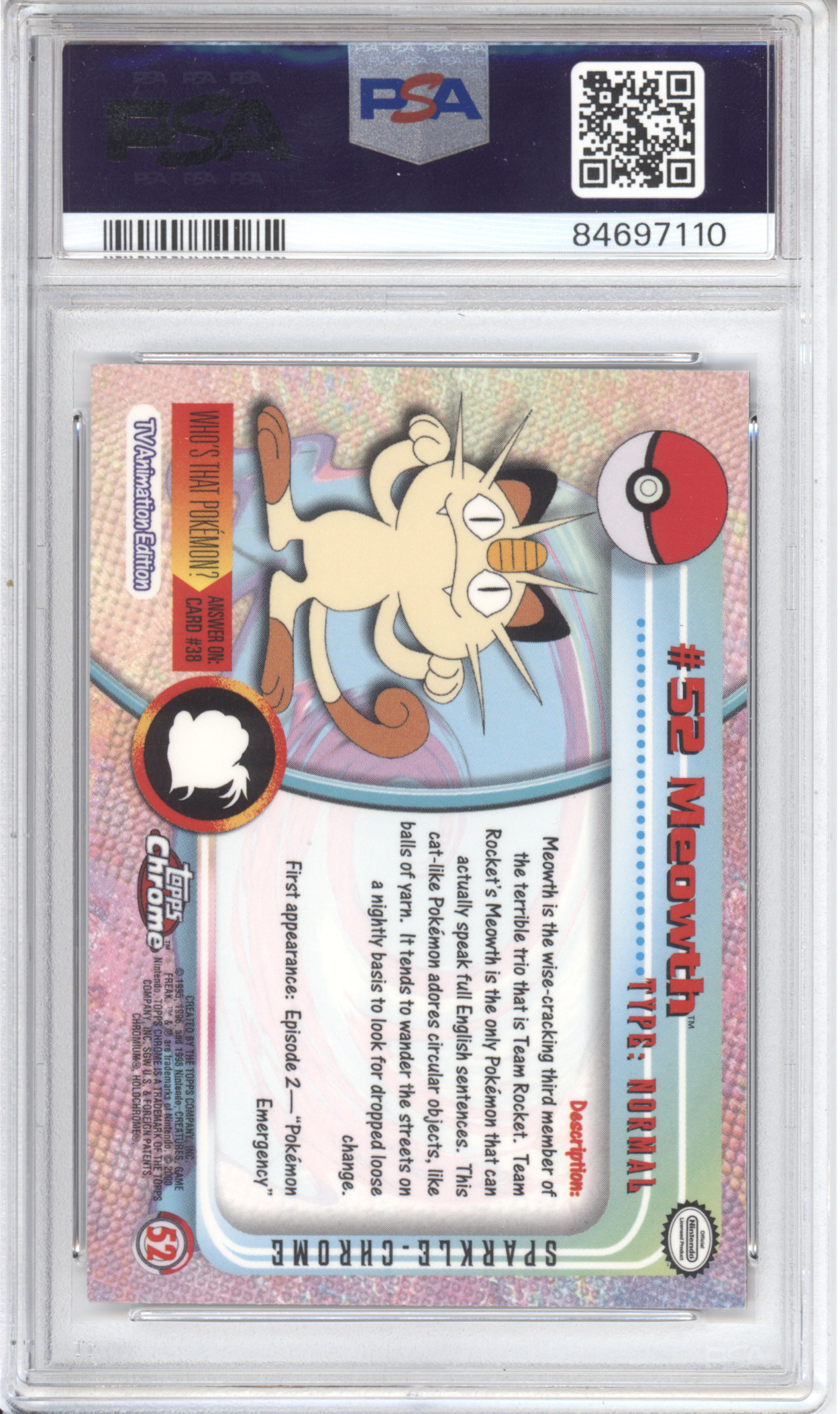 Meowth Topps Chrome Sparkle PSA 9 - Image 2