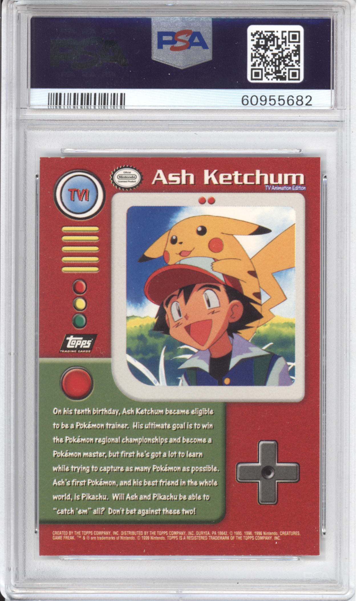 Ash Ketchum Topps Pokemon Foil PSA 9 - Image 2