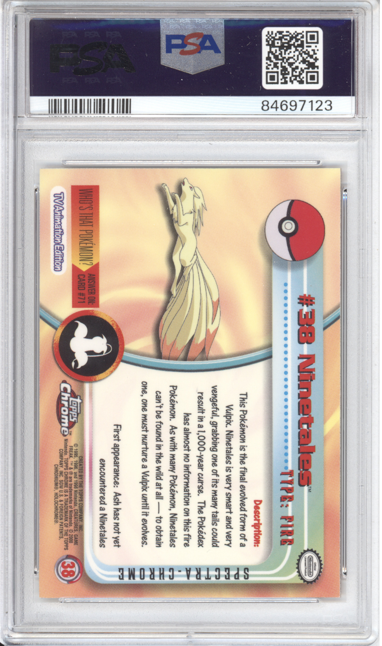 Ninetales Topps Chrome Spectra PSA 9 - Image 2