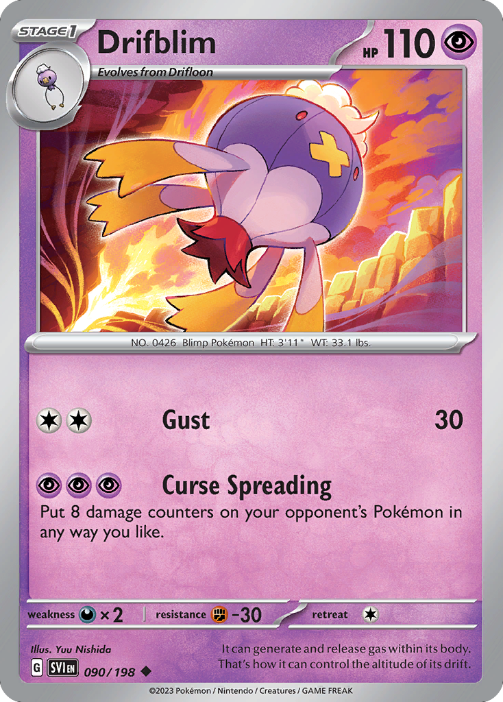 drifblim pokemon card & Drifloon - 090/198 - Trick or Trade 2023 Lot (Dont apply Weakness and Resistance for Benched Pokmon.) Drifblim 061 SV07 Stellar Crown