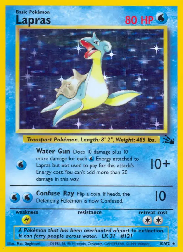 lapras pokemon card Pokemon Fossil Holo Rare Lapras #10 [Lightly Played]