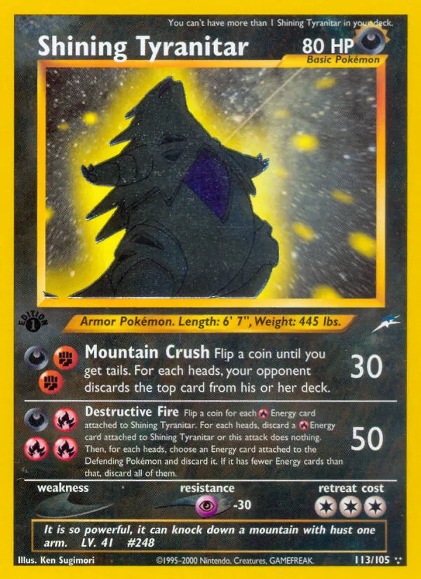 tyranitar pokemon cards v-323 Card Japanese No.248 Neo Discovery Vintage Hol Spoon TCG Enhance your Pokmon collection with this Tyranitar V 2021 Pokemon Battle Styles Alternate Art #155 Card The Most Expensive Tyranitar Pokemon