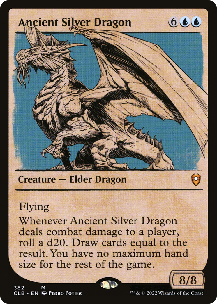 MtG Trading Card Game Commander Legends: Dungeons & Dragons Battle For Baldur's Gate Mythic Rare Ancient Silver Dragon #382 [Showcase]