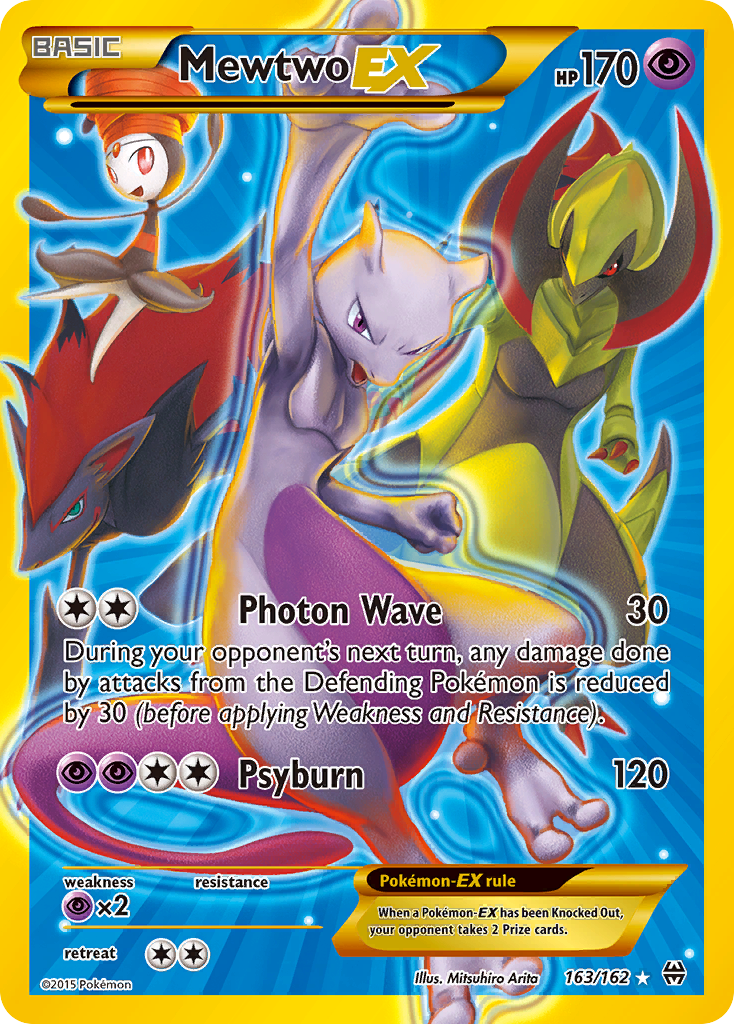 mewtwo pokemon card full art M ex Breakthrough #160 PSA 8 Colorless Retreat Cost Celebrate Mewtwo with a Pokmon
