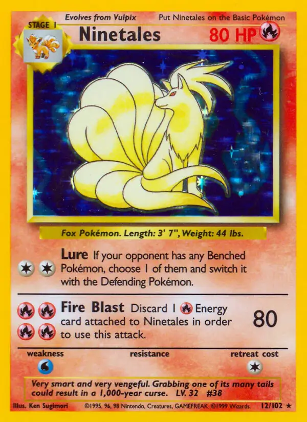 all ninetales pokemon cards Pokemon Base Set Holo Rare Ninetales #12 [Shadowless]