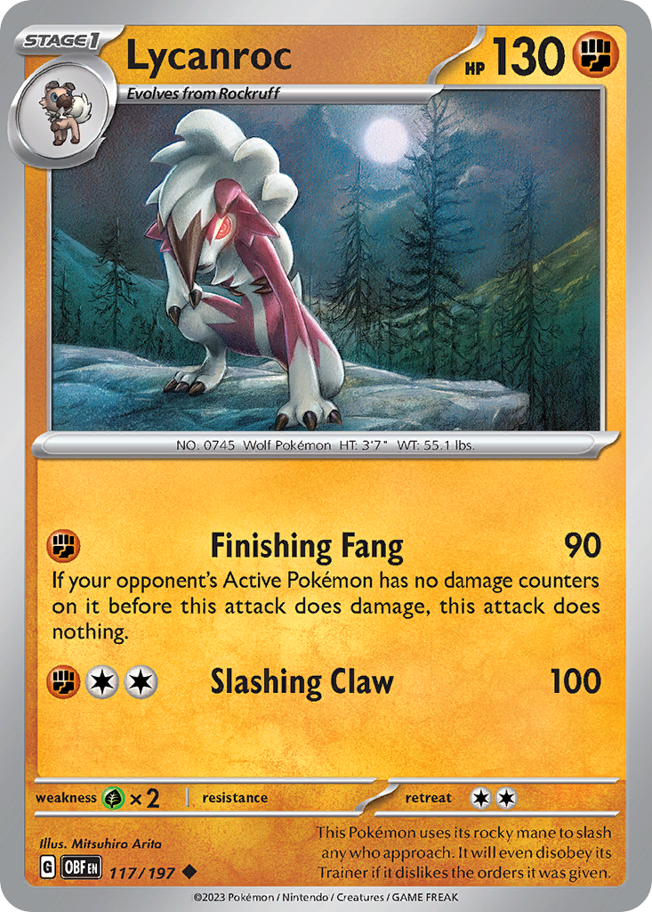 pokemon card lycanroc - 75/147 - Burning Shadows Weakness Grass ×2 Resistance None None Retreat Cost Lycanroc Cards | Dex -