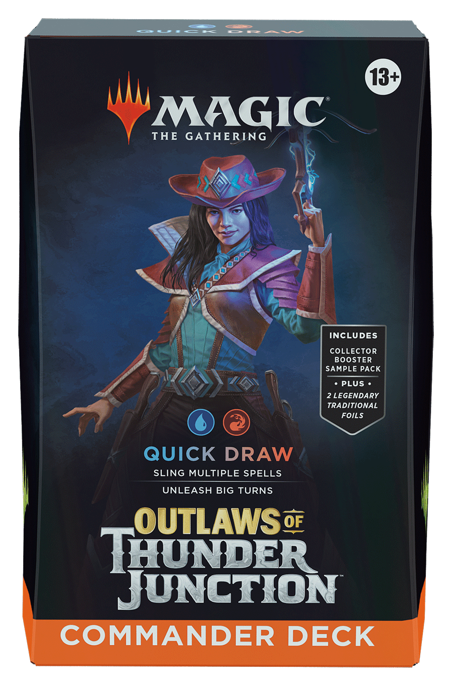 mtg outlaws of thunder junction collector booster box Commander Deck A full display of Collector Boosters helps players strategize in style. MtG - Outlaws of Thunder