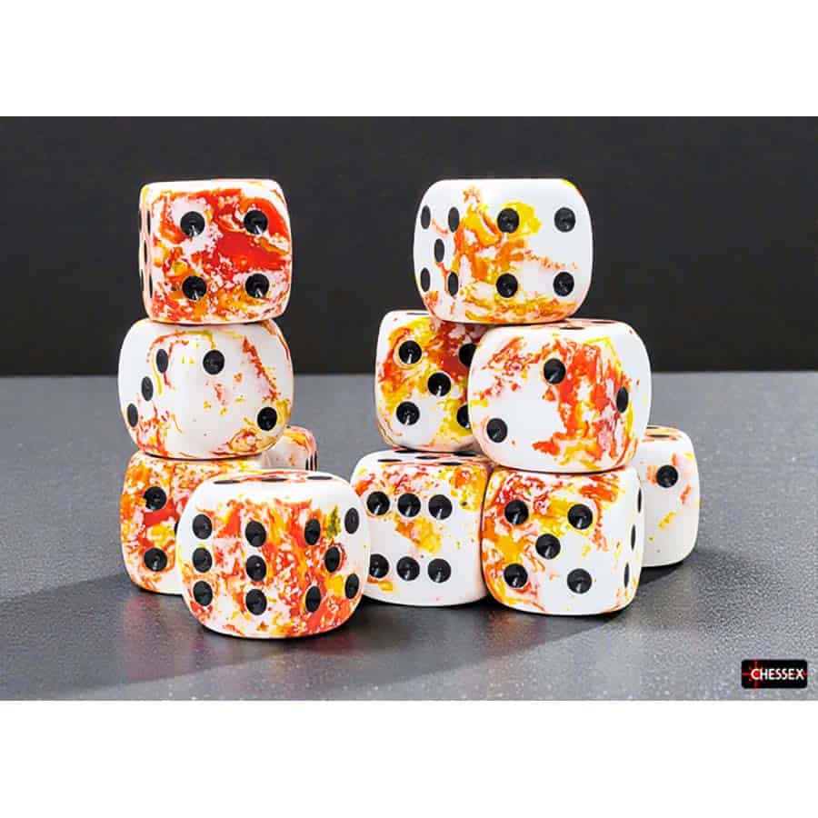 CHX 24603 Sunrise/Black Brushed 12 Count 16mm D6 Dice Set | Black